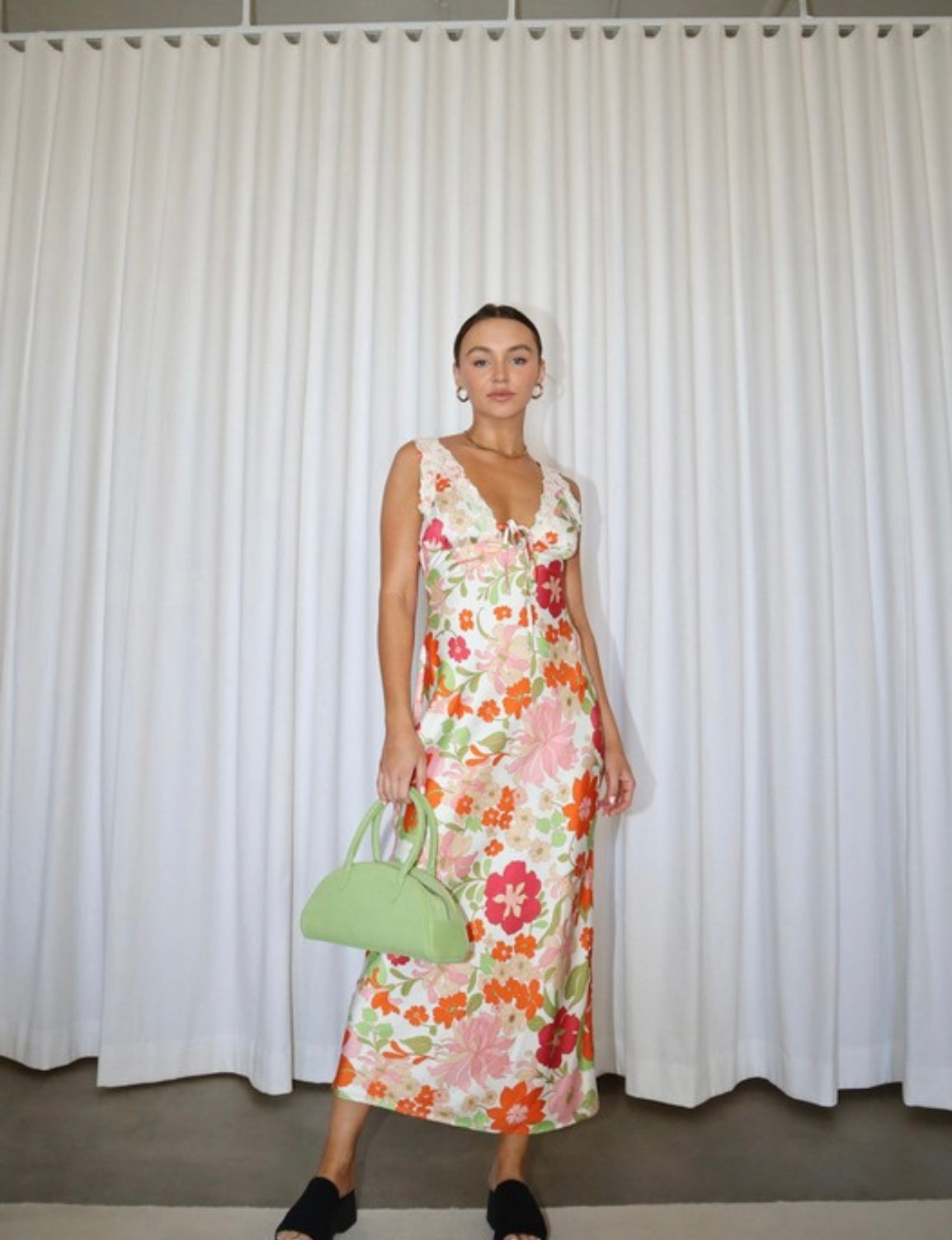 Amara Floral Satin Midi