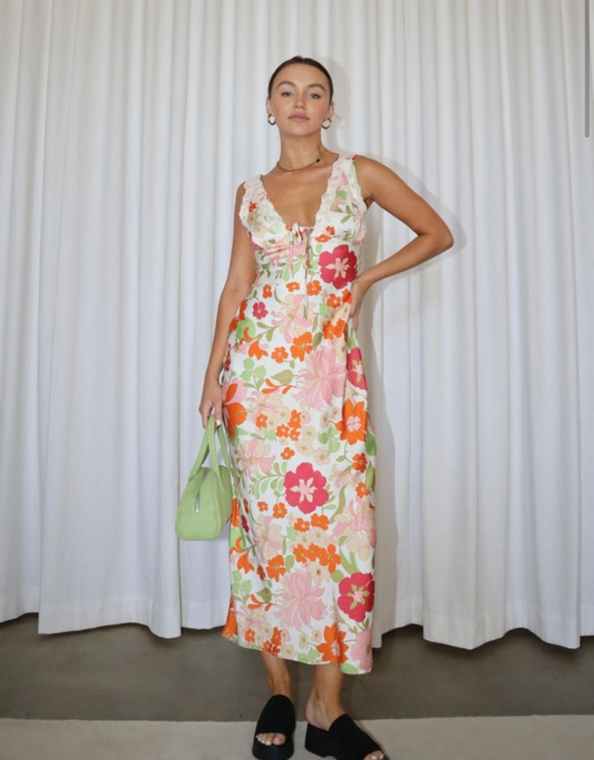 Amara Floral Satin Midi