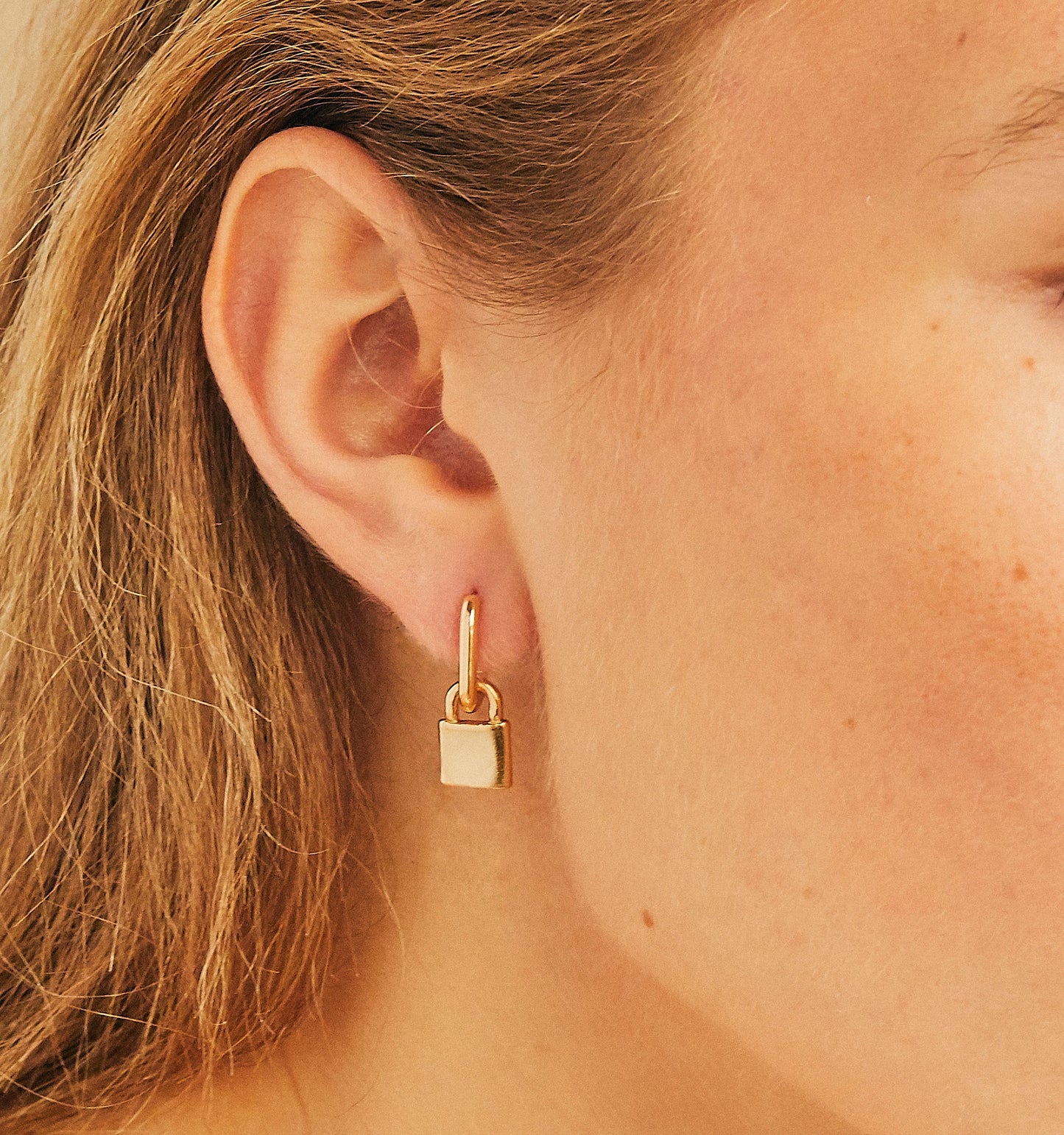 Lock Earrings- Gold