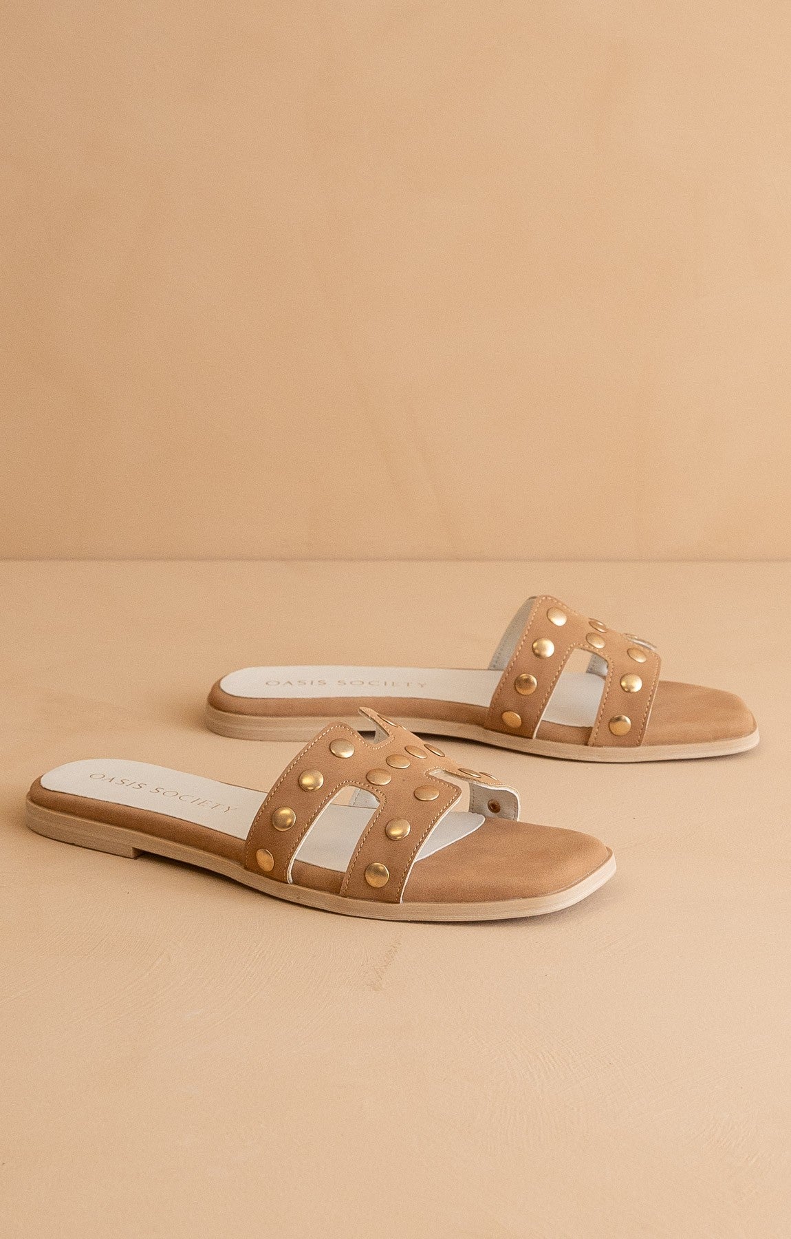 The Evelynne Studded H Band Slides