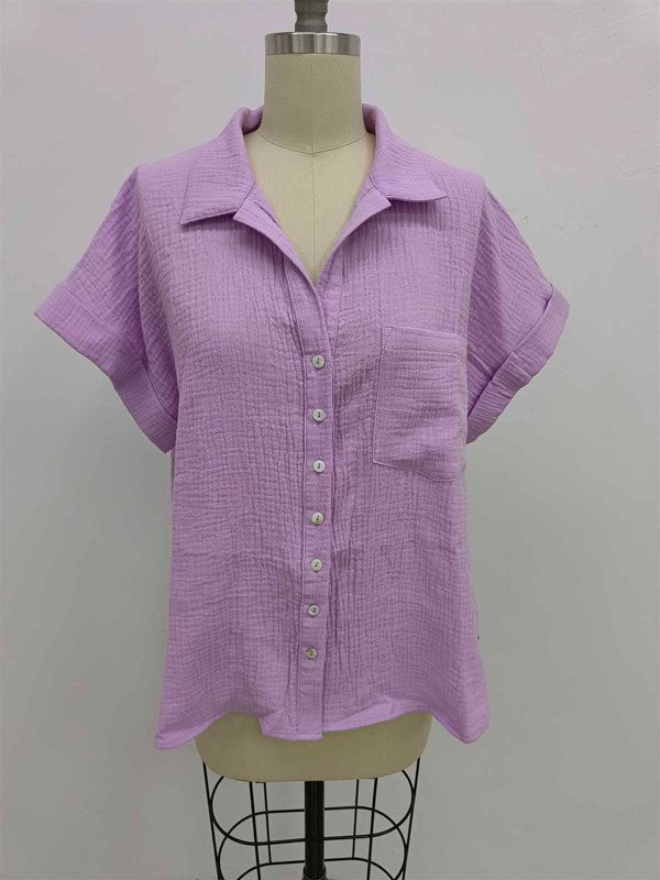 Cara Gauze Button Down