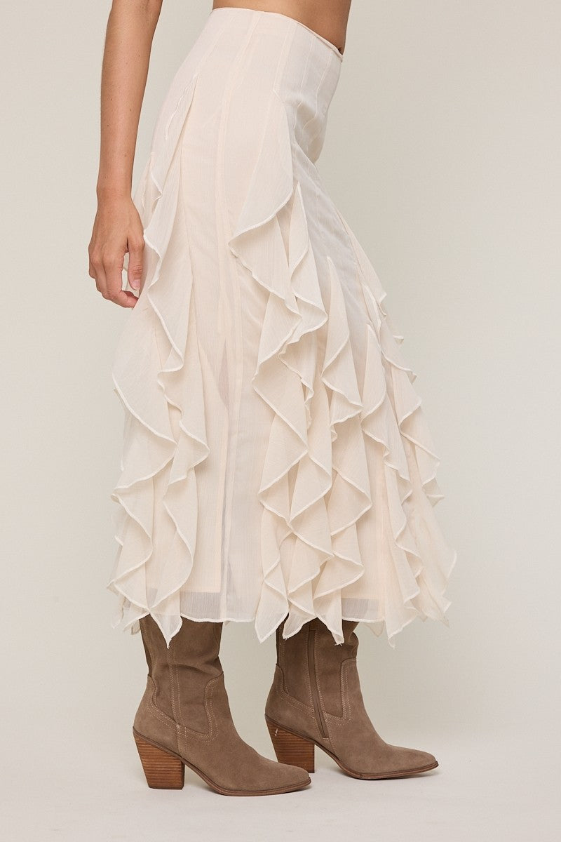 Lucy Ruffle Midi Skirt