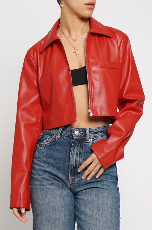 Miranda Red Cropped Jacket