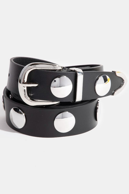 Metallic Studded Belt -Black & Silver