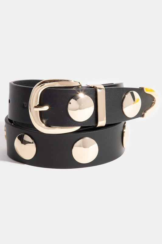 Metallic Studded Belt -Black & Gold